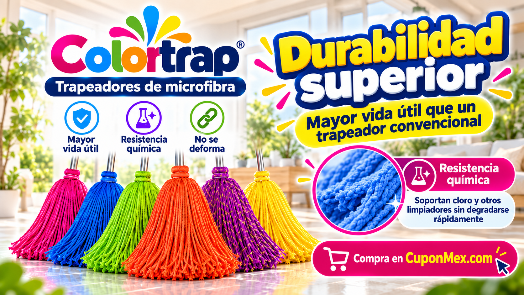 Trapeadores de Microfibra | Más Absorción e Higiene de ColorTrap en San Luis Potosí