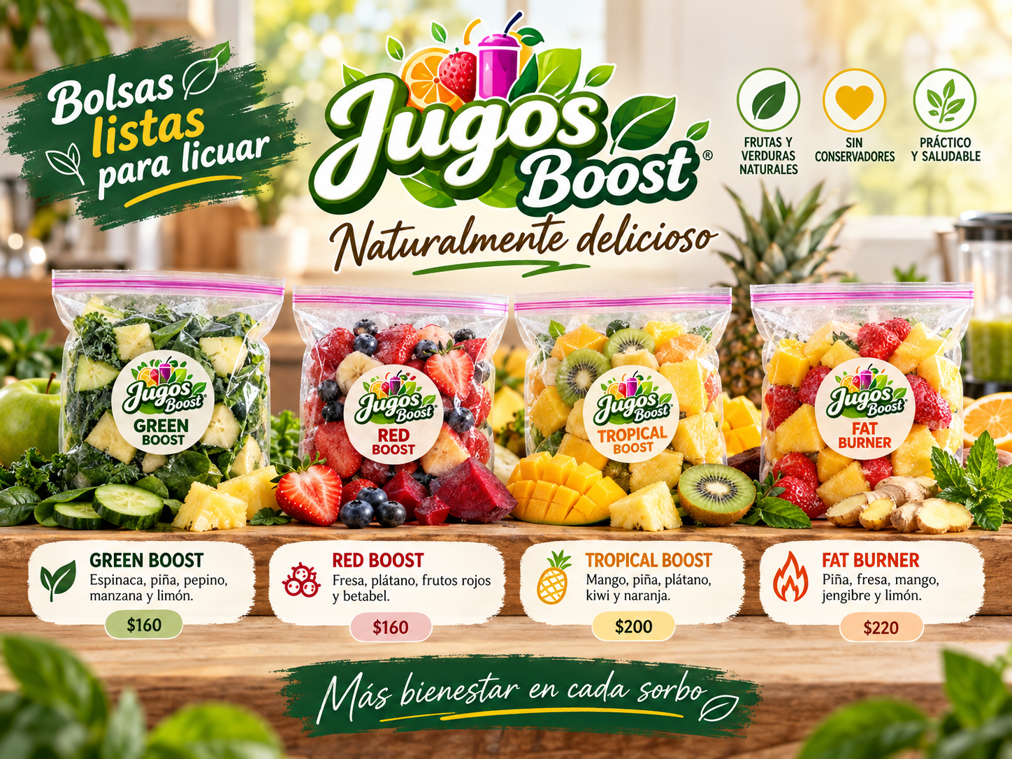 Tu semana de jugos lista en minutos de Jugos Boost en San Luis Potosí